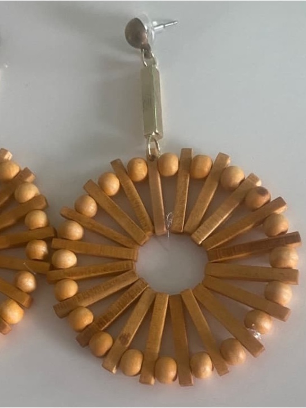 Natural Mustard Wood Sunburst Pendant Necklace - Women Jewelry - Picture 2 of 4